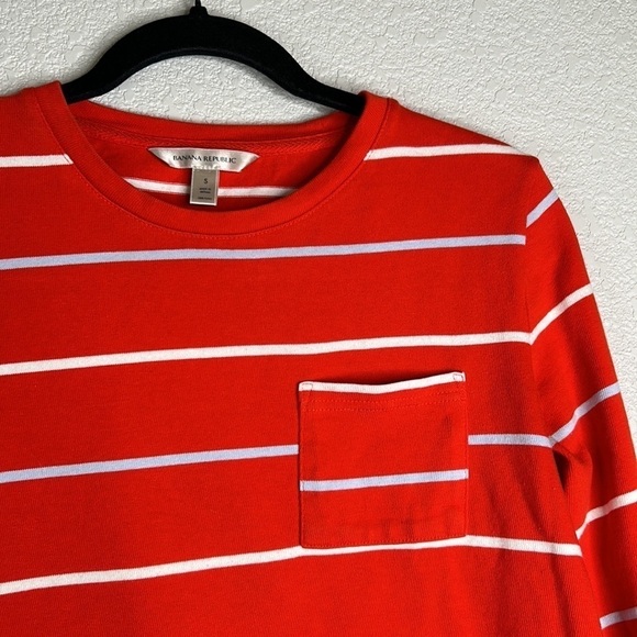 Banana Republic Orange & White Striped Cropped Long Sleeve Top Size Small - Picture 2 of 6